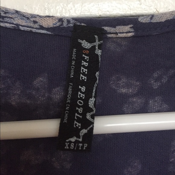 Free people blue floral top with stone detail - Picture 3 of 3